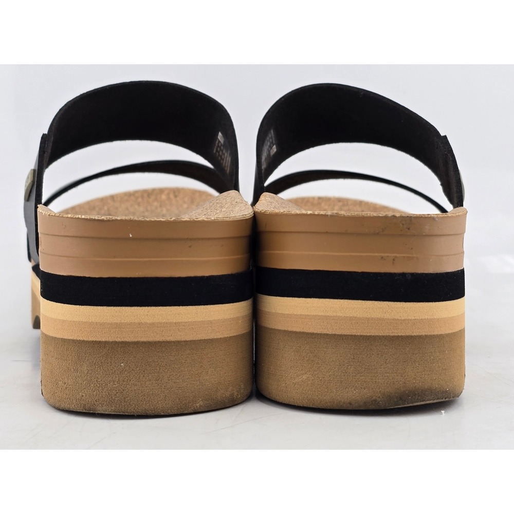 Reef Cushion Vista Higher Sandals Womens 9.5 Black Platform Double Strap -VG - Picture 5 of 12